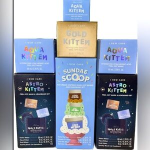 I Dew Care Astro Kitten Masks & Headbeads,Gold Kitten, Aqua Kitten, Sundae Scoop